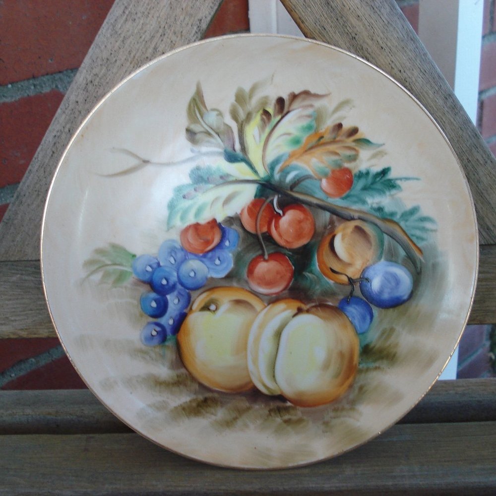 Vintage Hand Painted Lefton 8.25" Decorative Plate/Farmhouse Kitchen = Japan